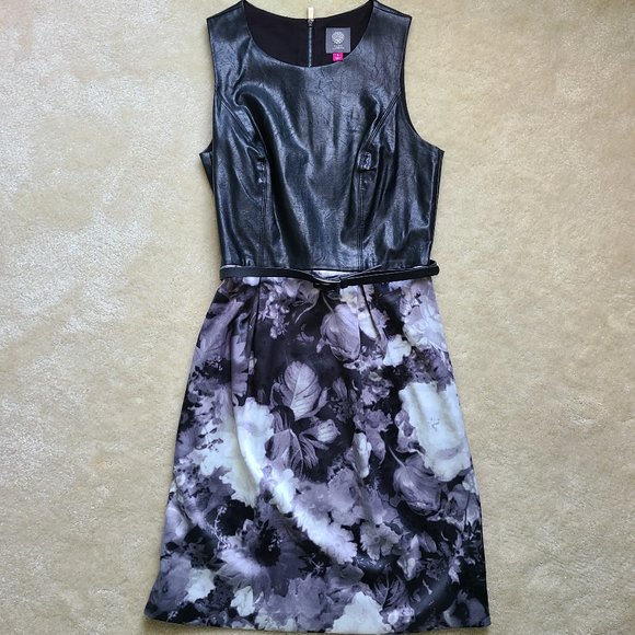 Vince Camuto Dresses & Skirts - EUC Vince Camuto Belted Faux Leather Dress Size 4